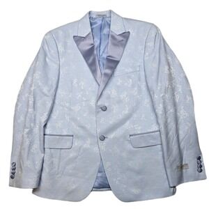 Alfani Slim Fit‎ Dinner Jacket Mens 38S 38 Blue Floral Patterned Blazer NEW